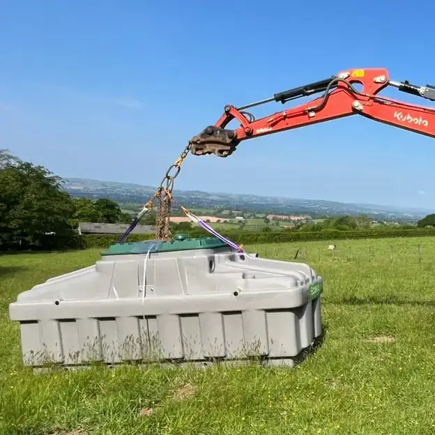 Installation of the Ecoflo biofilter sewage treatment plant in the UK.