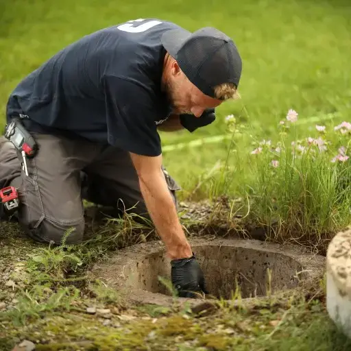 Septic tank service visit in the UK.