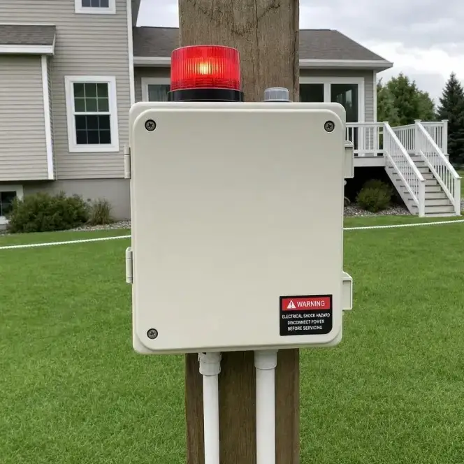 Septic alarm box for residential property in Pennsylvania.