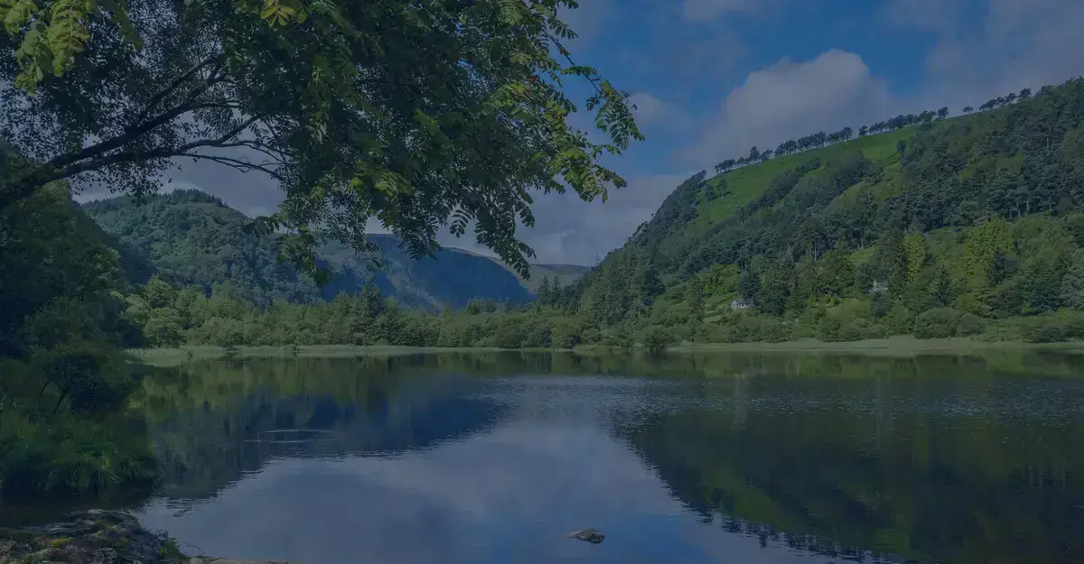 Lake and mountains.
