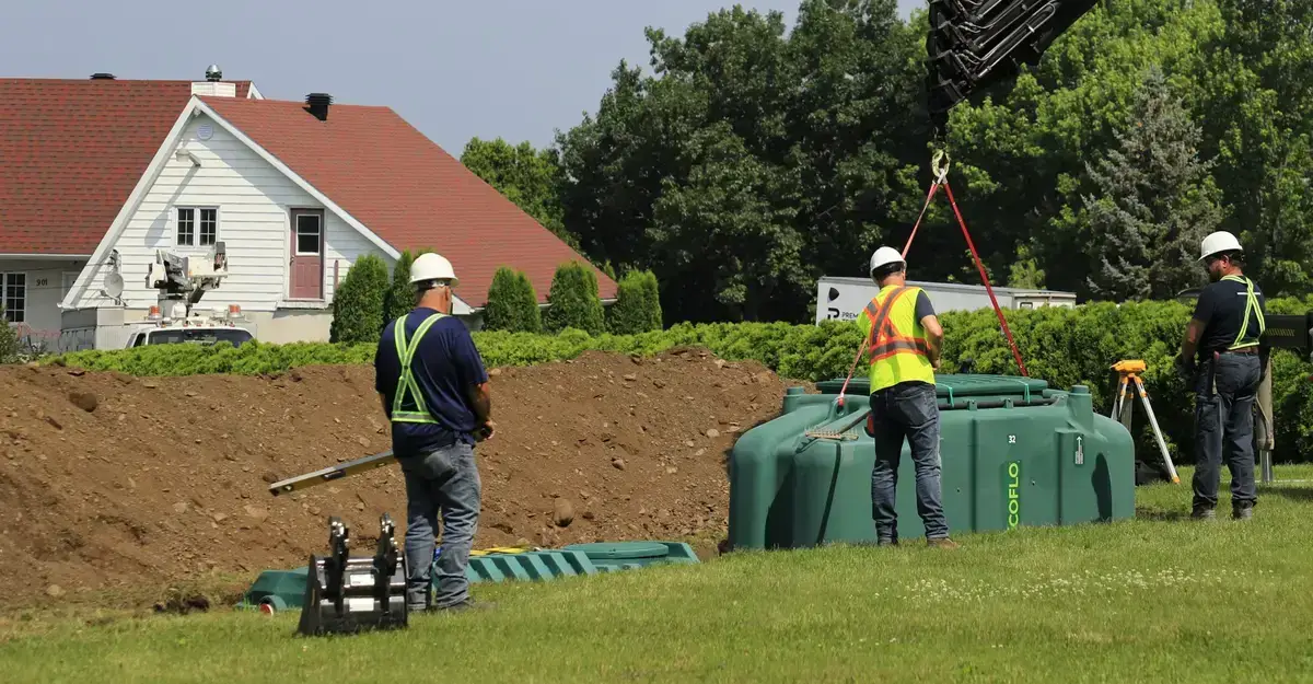 Ecoflo compact biofilter septic system installation.