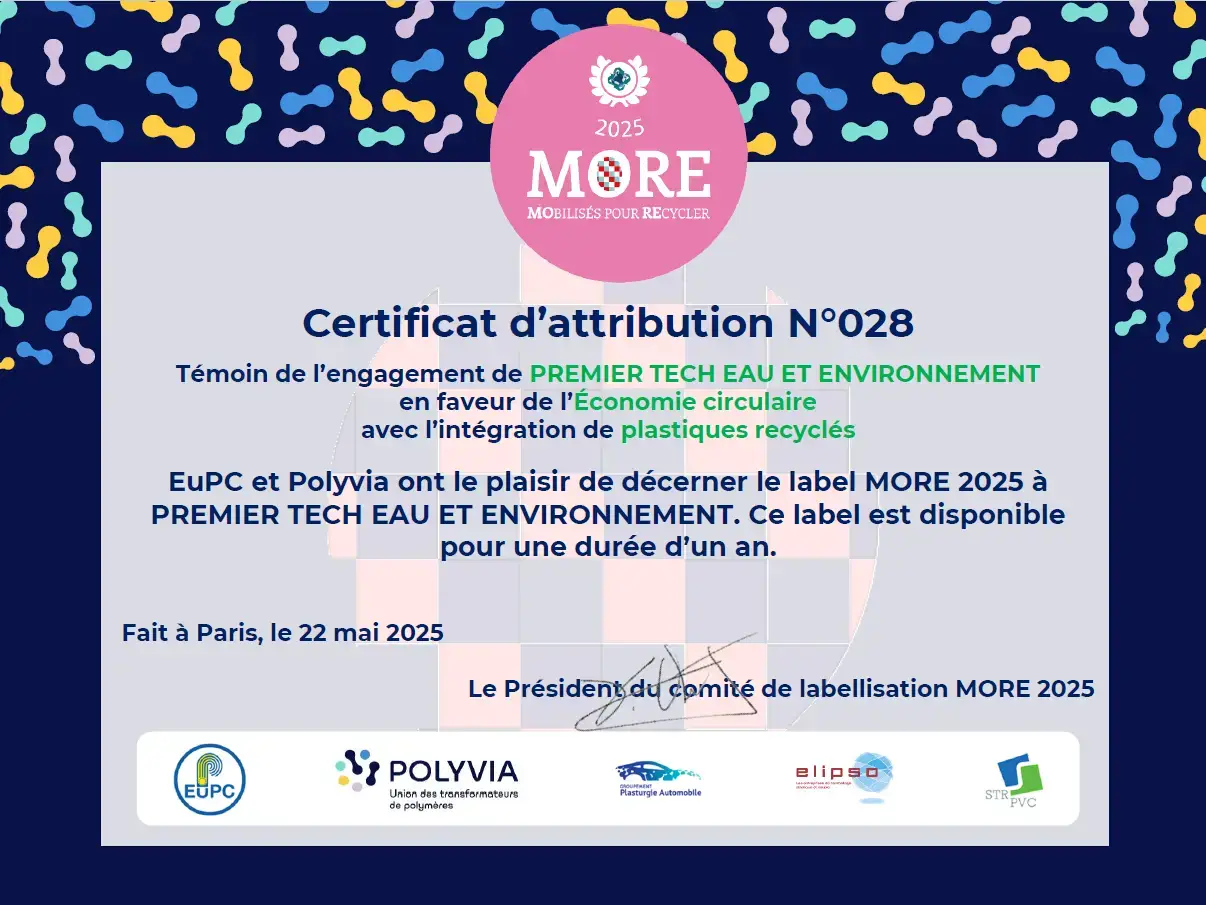 Label MORE Premier Tech Eau et Environnement France