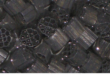 Patented plastic media inside Premier Tech Water and Environment's moving bed biofilm reactor (MBBR).